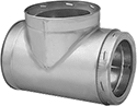 Image of Product. Front orientation. Chimney Pipe and Fittings. High-Temperature Chimney Vent Pipe and Fittings, Tee Connectors.
