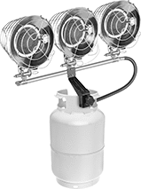 Image of Product. Front orientation. Radiant Heaters. Short-Range Gas Radiant Heaters, 3 Burners.