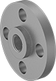 Image of Product. Front. Front orientation. Pipe and Fittings. High-Pressure Galvanized Iron and Steel Threaded Pipe Flanges, Flanges, Flanged Fitting Connection, Threaded Fitting Connection, Female, Raised Surface.