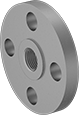 Image of Product. Raised Surface on Back. Back orientation. Pipe and Fittings. High-Pressure Galvanized Iron and Steel Threaded Pipe Flanges, Flanges, Flanged Fitting Connection, Threaded Fitting Connection, Female, Raised Surface.