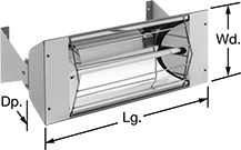 Image of Product. Front orientation. Contains Annotated. Heat Lamps. Long-Distance Ceiling- and Wall-Mount Heat Lamps.