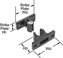 Image of Product. Front orientation. Contains Annotated. Push-to-Close Latches. Adjustable-Grip Grab Latches.