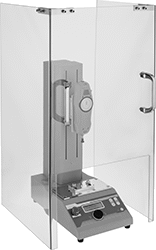 Image of ProductInUse. Gauge and Stand Sold Separately. Front orientation. Force Gauge Stand Shields.