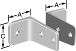 Image of Product. Front orientation. Contains Annotated. Panel Hanging Brackets. Any-Thickness Panel Hanging Brackets.