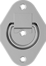 Image of Product. Style 1. Front orientation. Pull Handles and Knobs. Unthreaded Through-Hole-Mount Recessed Folding Pull Handles with Mounting Plate, Style 1—Round Grip.