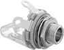 Image of Product. With Plug Retaining Spring and Shunt. Front orientation. Audio Connectors. Audio Equipment Connectors, Straight, Receptacles, On (Normally Closed) Circuit Position.