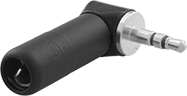 Image of Product. 3.5&nbsp;mm Pin Dia.. Front orientation. Audio Connectors. Audio Equipment Connectors, Plugs, 90° Elbow, 3.5 mm Diameter Pin.