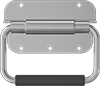 Spring-Loaded Unthreaded Through-Hole-Mount Folding Pull Handles with Mounting Plate