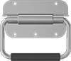 Spring-Loaded Unthreaded Through-Hole Folding Pull Handles with Mounting Plate