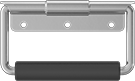 Image of Product. Style 1. Front orientation. Pull Handles and Knobs. Spring-Loaded Unthreaded Through-Hole-Mount Folding Pull Handles with Mounting Plate, Style 1—Round Grip.
