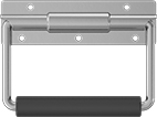 Image of Product. Style 2. Front orientation. Pull Handles and Knobs. Spring-Loaded Unthreaded Through-Hole-Mount Folding Pull Handles with Mounting Plate, Style 2—Round Grip.