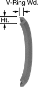 Image of Attribute. Profile. Front orientation. CrossSection view. Contains Annotated. Packing Seals. High-Pressure Leather Stackable V-Ring Packing Seals.