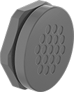 Image of Product. For 19 Cords. Front orientation. Cable Entry Panels. Low-Profile Submersible Break-Through Cable Entry Panels, Knockout Mount, Gray Nylon, For 19 Total Cords.