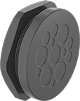 Image of Product. For 13 Cords. Front orientation. Cable Entry Panels. Low-Profile Submersible Break-Through Cable Entry Panels, Knockout Mount, Gray Nylon, For 13 Total Cords.