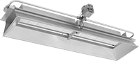 Image of Product. Front orientation. Radiant Heaters. Long-Range Ceiling-Mount Gas Radiant Heaters, 2 Burners.