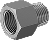 Image of Product. Female x Male. Front orientation. Pipe and Fittings. Low-Pressure Brass and Bronze Threaded Pipe Fittings, Straight Adapters, Male, Female, Threaded Fitting Connection, Hex Body.