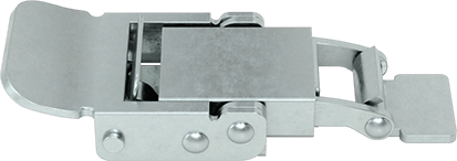 Image of Product. Bottom orientation. Tight-Hold Draw Latch, with Safety Catch, Zinc-Steel, 2-3/4" Long x 1-1/8" Wide.