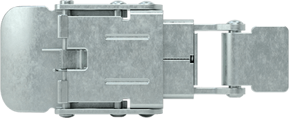 Image of Product. Back orientation. Tight-Hold Draw Latch, with Safety Catch, Zinc-Steel, 2-3/4" Long x 1-1/8" Wide.