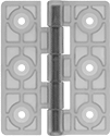 Image of Product. Front orientation. Hinges. Plastic Clean Room Hinges with Holes.