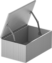 Image of ProductInUse. Front orientation. Lid Supports. Friction Lid Supports, Top Mount, Opens Up.