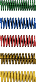 Image of Product. Side1 orientation. Die Springs. Color-Coded Die Springs.