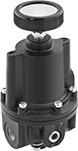 Image of Product. Front orientation. Compressed Air Regulators. DIN-Mount Precision Compressed Air Regulators.