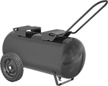 Image of Product. Horizontal with Mounting Plate and Wheels. Front orientation. Compressed Air Storage Tanks. Portable Compressed Air Storage Tanks.