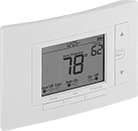 Image of Product. Push Button. Front orientation. Push-Button Control. Wi-Fi Enabled Programmable Low-Voltage Thermostats.
