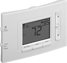 Image of Product. Push Button. Front orientation. Push-Button Control. Programmable Low-Voltage Thermostats.