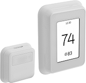Image of Product. Touchpad with Remote Sensor. Front orientation. Humidity/Temperature Sensor. Wi-Fi Enabled Programmable Low-Voltage Thermostats.