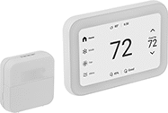 Image of Product. Touchpad with Remote Sensor. Front orientation. Humidity/Temperature Sensor. Wi-Fi Enabled Programmable Low-Voltage Thermostats.