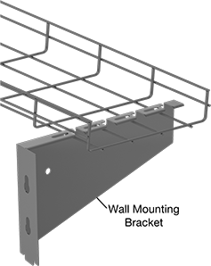 Image of ProductInUse. Front orientation. Contains Annotated. Cable Trays and Fittings. Steel Formable Cable Trays and Fittings, Wall Mounting Brackets, Straight, For Horizontal Trays.