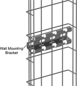 Image of ProductInUse. Front orientation. Contains Annotated. Cable Trays and Fittings. Steel Formable Cable Trays and Fittings, Wall Mounting Brackets, Straight, For Vertical Trays.