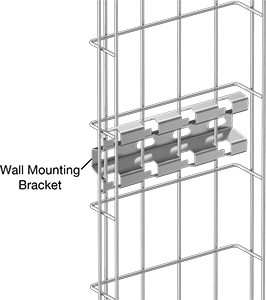 Image of Product. Front orientation. Contains Annotated. Cable Trays and Fittings. Zinc-Plated&nbsp;Steel Formable Cable Trays and Fittings, Wall Mounting Brackets, Straight, For Vertical Trays.