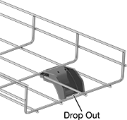 Image of ProductInUse. Front orientation. Contains Annotated. Cable Trays and Fittings. Zinc-Plated&nbsp;Steel Formable Cable Trays and Fittings, Drop Outs, Plastic.
