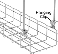 Image of ProductInUse. Front orientation. Contains Annotated. Cable Trays and Fittings. Corrosion-Resistant&nbsp;Stainless Steel Formable Cable Trays and Fittings, Hanging Clips.