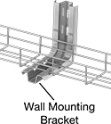 Image of ProductInUse. Front orientation. Contains Annotated. Cable Trays and Fittings. Corrosion-Resistant Stainless Steel Formable Cable Trays and Fittings, Wall Mounting Brackets, L-Shape, For Horizontal Trays, 11/32" Diameter Mounting Hole.