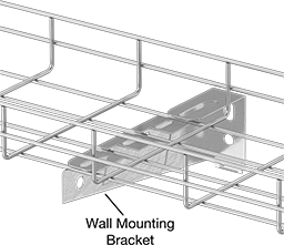 Image of ProductInUse. Front orientation. Contains Annotated. Cable Trays and Fittings. Corrosion-Resistant&nbsp;Stainless Steel Formable Cable Trays and Fittings, Wall Mounting Brackets, Straight, For Horizontal Trays.