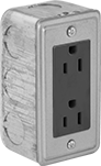 Image of Product. Front orientation. Outlet Boxes. Ready-to-Use Steel Outlet Boxes, Boxes with NEMA Outlets, 2 Flush-Mount-Outlets.