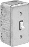 Image of Product. Front orientation. Outlet Boxes. Ready-to-Use Steel Outlet Boxes, Boxes with Toggle Switches, 1 Switch.