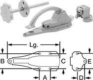 Image of Product. Front orientation. Contains Annotated, MultipleImages. Push-to-Close Latches. Padlockable Push-to-Close Latches with Handle and Emergency Release, Style 2.