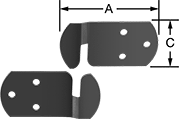 Image of Product. Front orientation. Contains Annotated. Panel Hanging Brackets. Side-Hook Lift-Off Panel Hanging Brackets, Side Mount, Left-Side Connection.