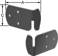Image of Product. Front orientation. Contains Annotated. Panel Hanging Brackets. Side-Hook Lift-Off Panel Hanging Brackets, Corner Mount, Right-Side Connection.