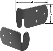 Image of Product. Front orientation. Contains Annotated. Panel Hanging Brackets. Side-Hook Lift-Off Panel Hanging Brackets, Corner Mount, Left-Side Connection.