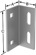 Image of Product. Front orientation. Contains Annotated. Brackets. Corner Brackets, Style 16.