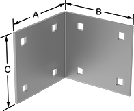 Image of Product. Front orientation. Contains Annotated. Brackets. Corner Brackets, Style 14.