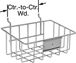 Image of Product. Front orientation. Contains Annotated. Pegboard Baskets. 8 3/8" Overall Width.