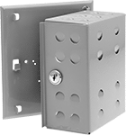 Image of Product. Front orientation. Thermostat Guards. Painted Steel, Solid Base, Hinged Cover.