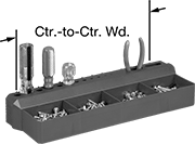 Image of Product. Front orientation. Contains Annotated. Pegboard Trays. Plastic.