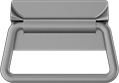 Image of Product. Style 1. Front orientation. Pull Handles and Knobs. Weld-On-Mount Folding Pull Handles with Mounting Plate, Style 1—Round Grip.